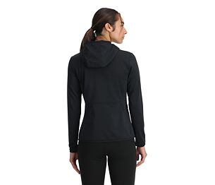 SP-WOMEN GRIDWEB FLEECE HOODIE-BLACK