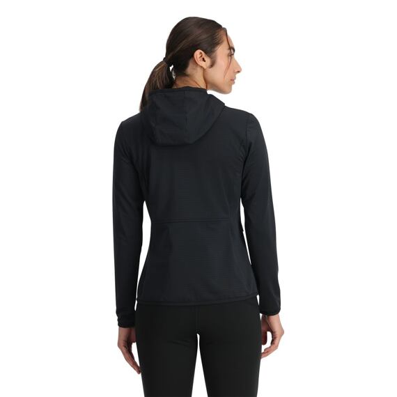 SP-WOMEN GRIDWEB FLEECE HOODIE-BLACK