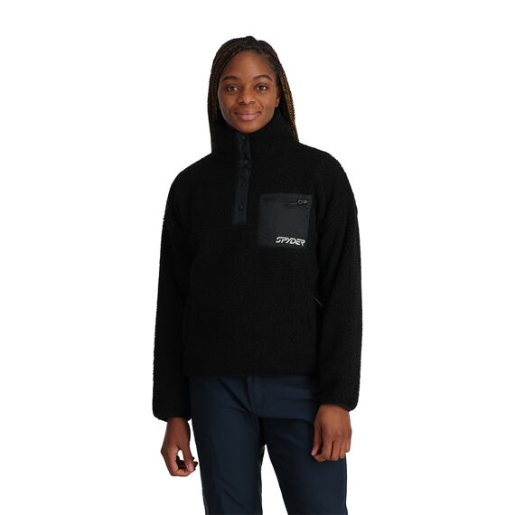 SP-W CLOUD FLEECE  SNAP PULLOVER-BLACK
